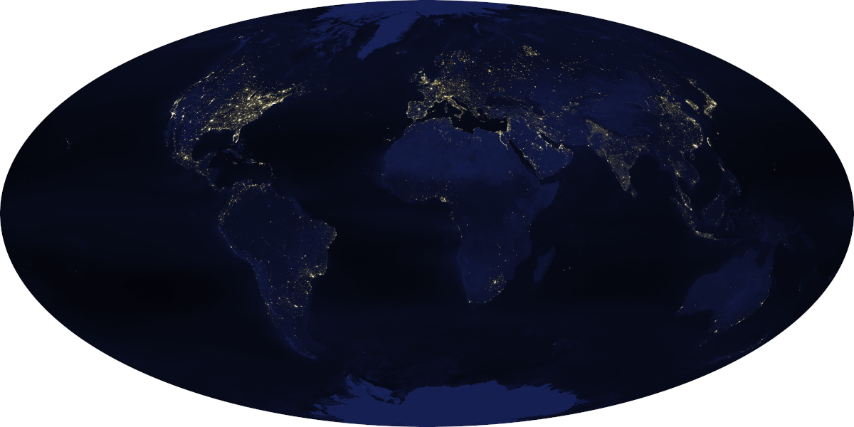 Background picture of the earth form space at night with the citi lights on.